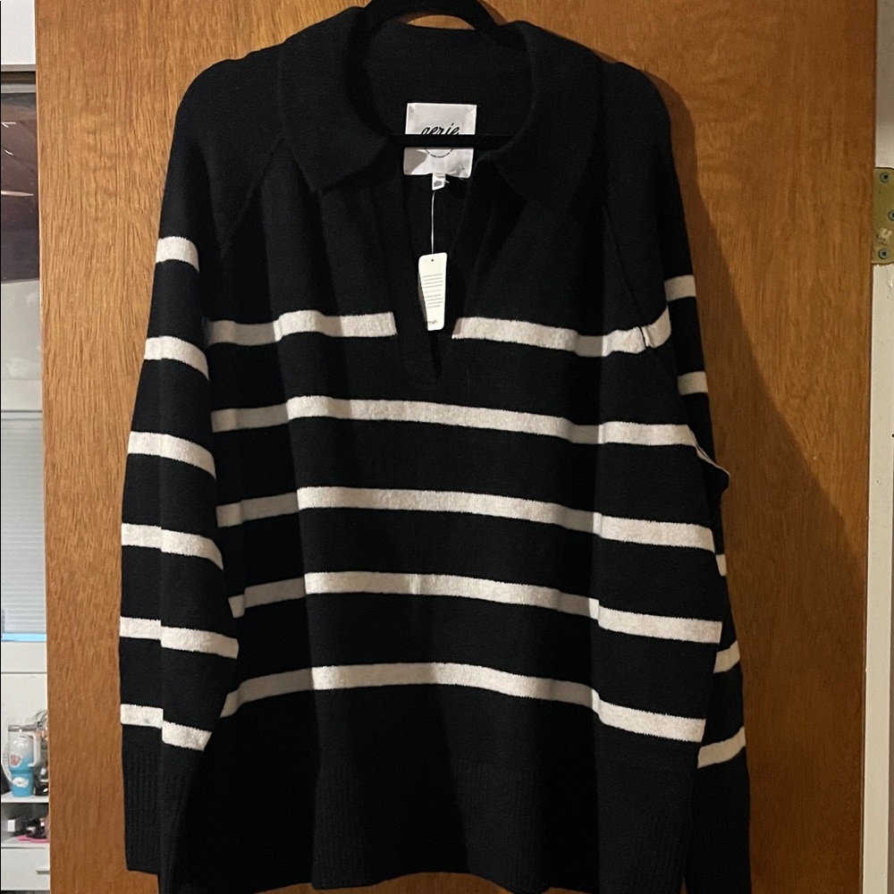 Aerie Black and White Striped Sweater